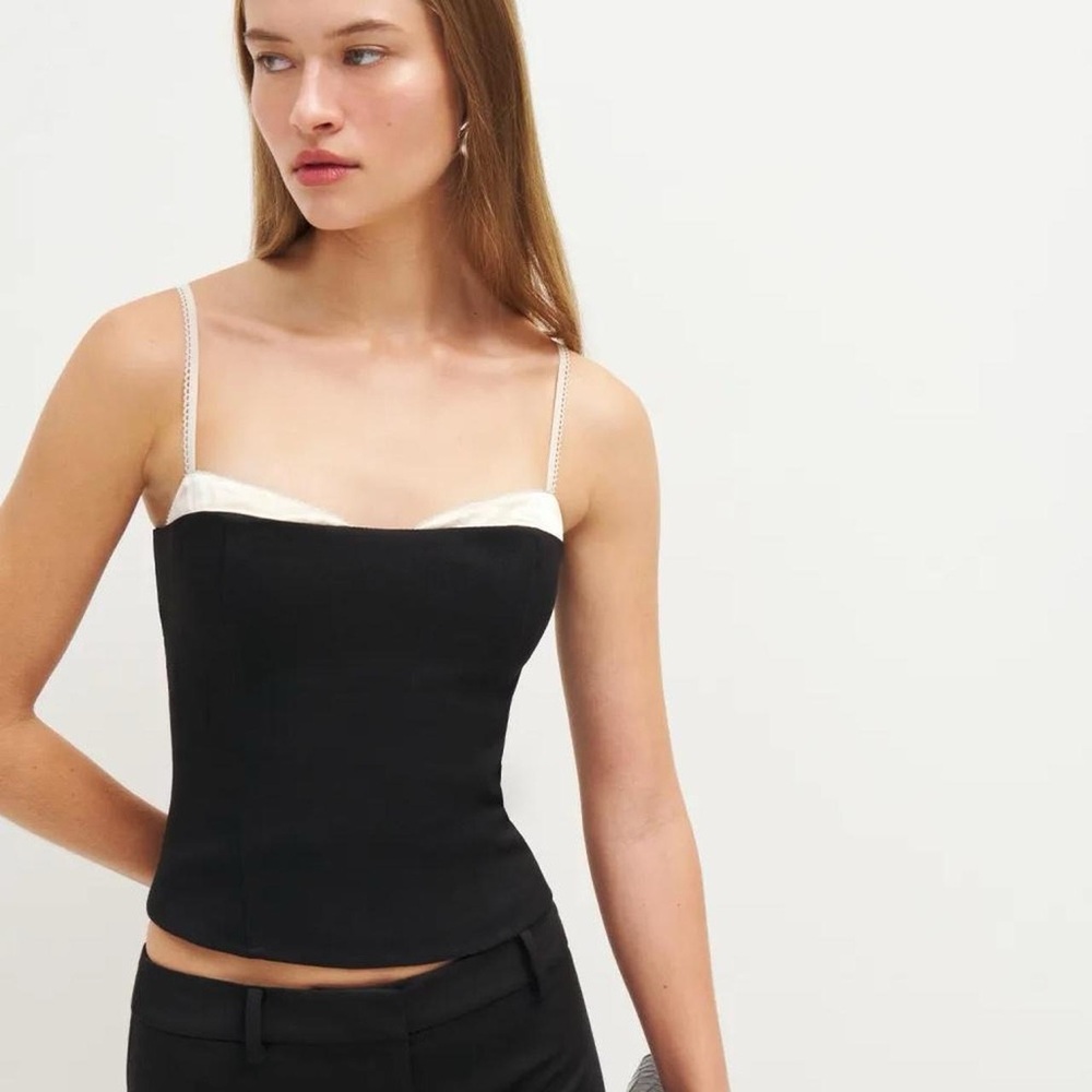 Reformation Melanie Bustier Corset Top Black/Cream Size 2 – Satin Camisole